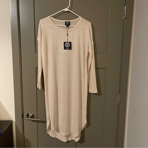 Bobeau Asymmetrical Long Sleeve Round Neck Light Sweater Dress Size M
